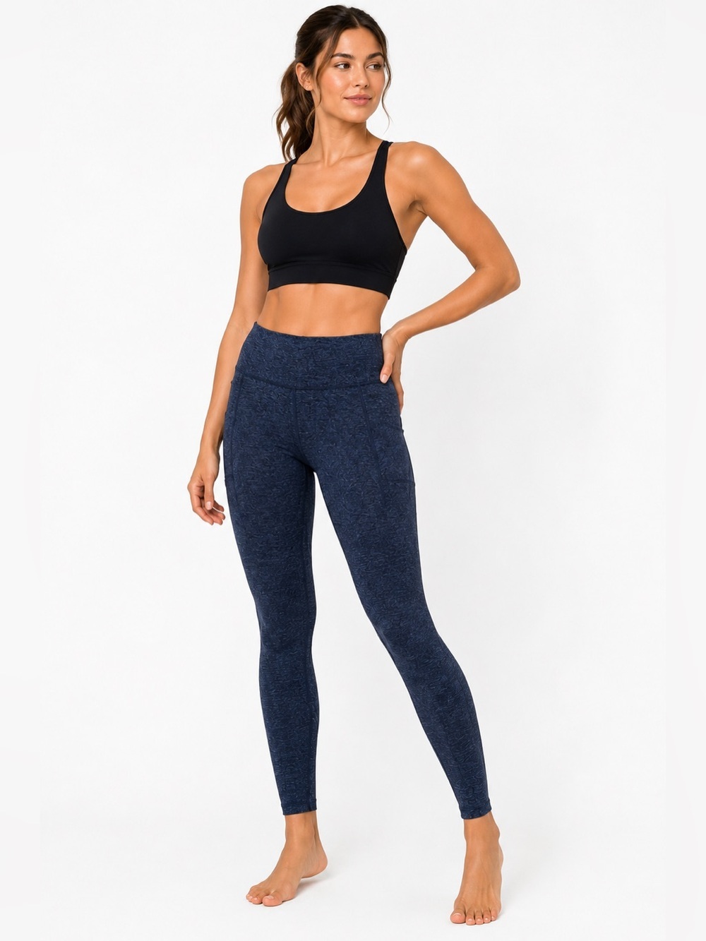 Vuori The Rise Blue Heather High Rise Leggings Yoga Athleisure Size Small - Picture 1 of 5